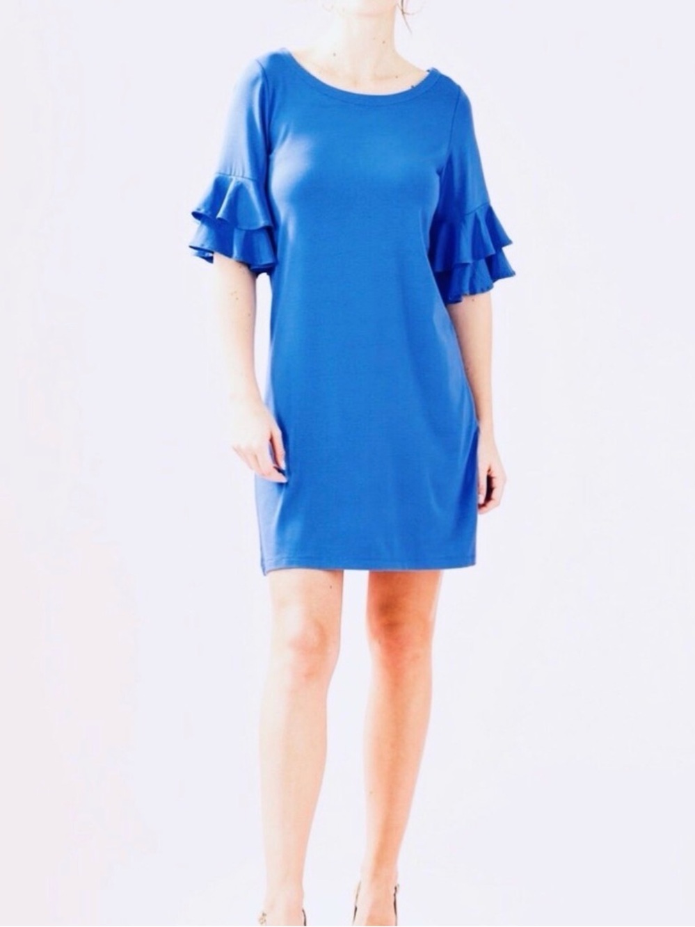 Lilly Pulitzer Bright Blue Ruffle Sleeve Mini Dress